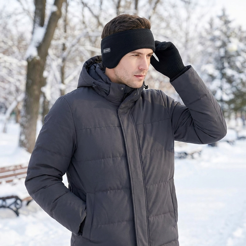 Ear warmers black worn
