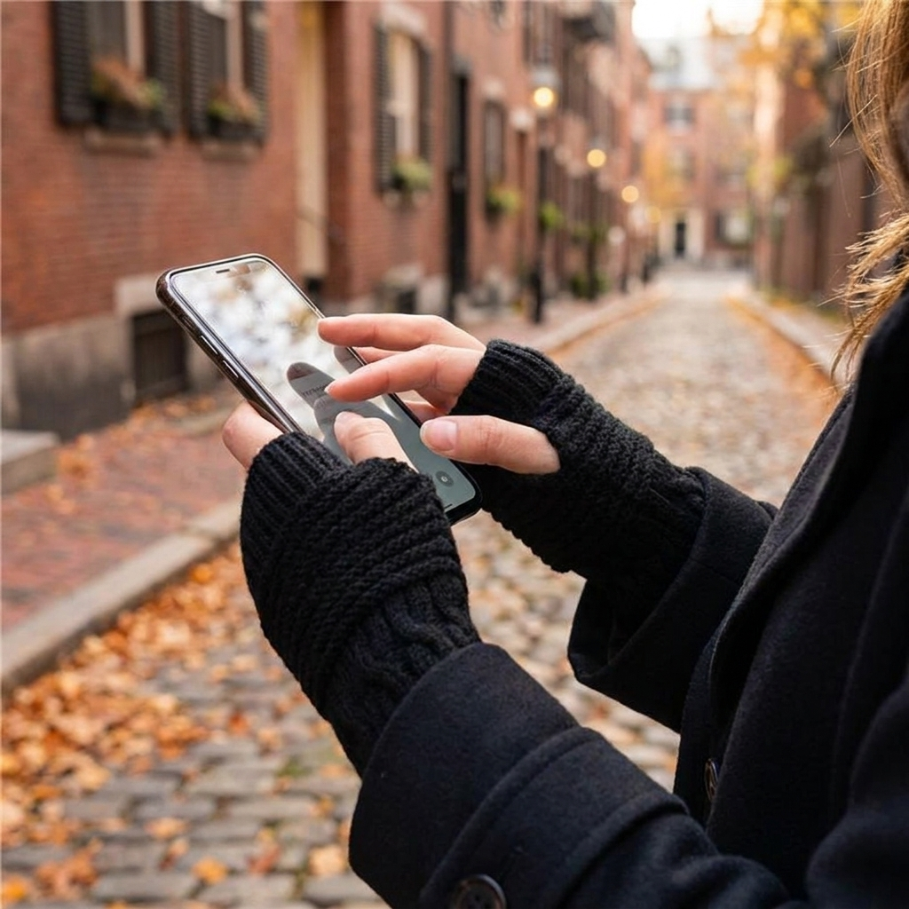 Fingerless knit gloves black worn