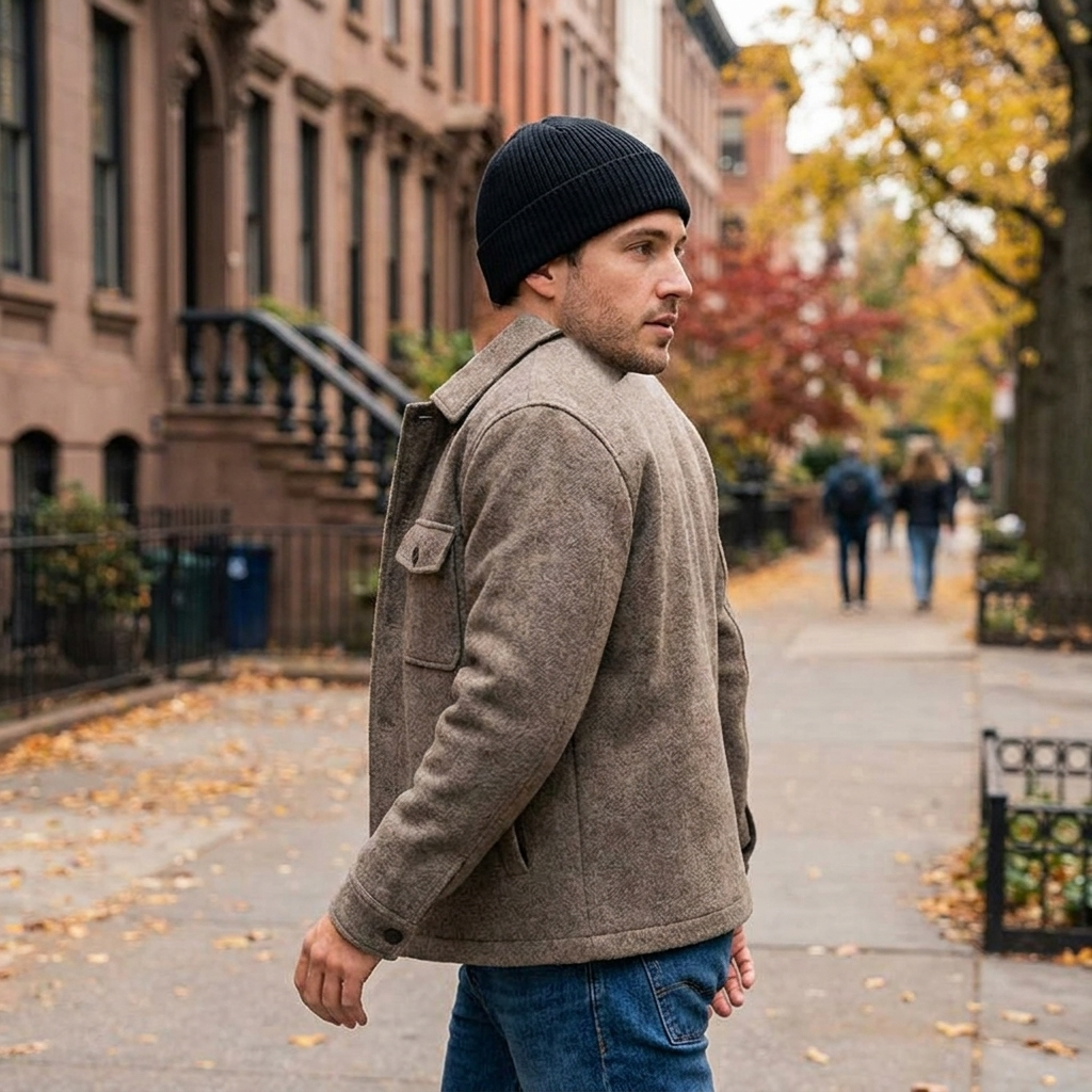 Cotton beanie black worn