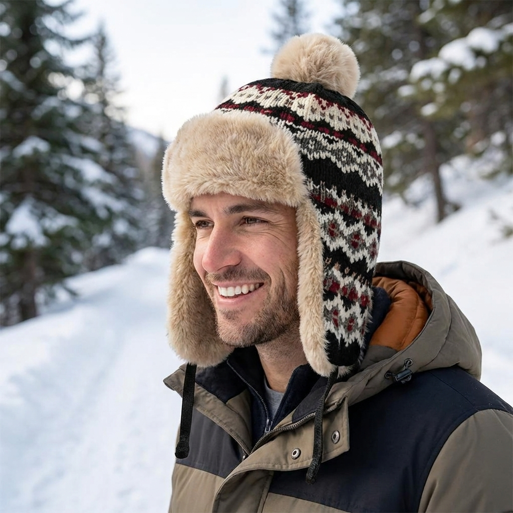 Knit beanie style D worn