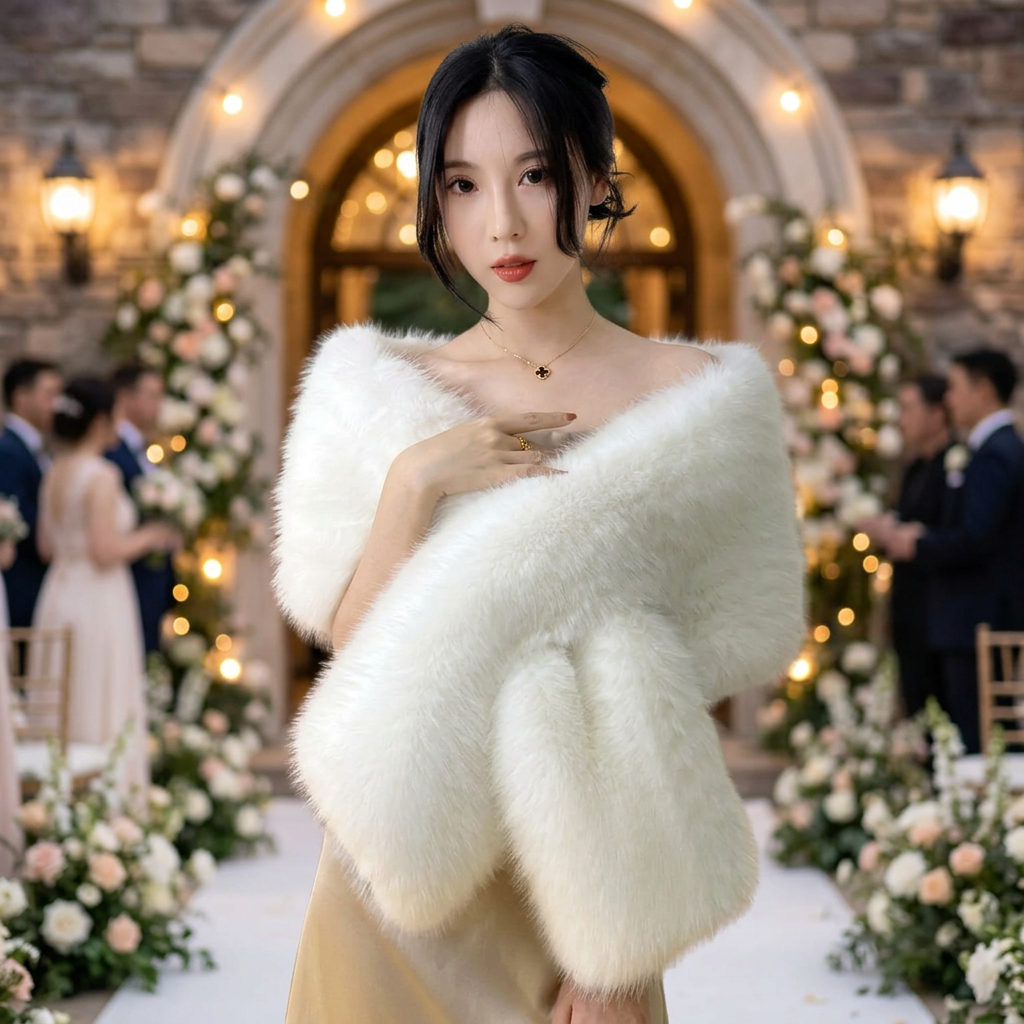 Fur shawl style 1 worn