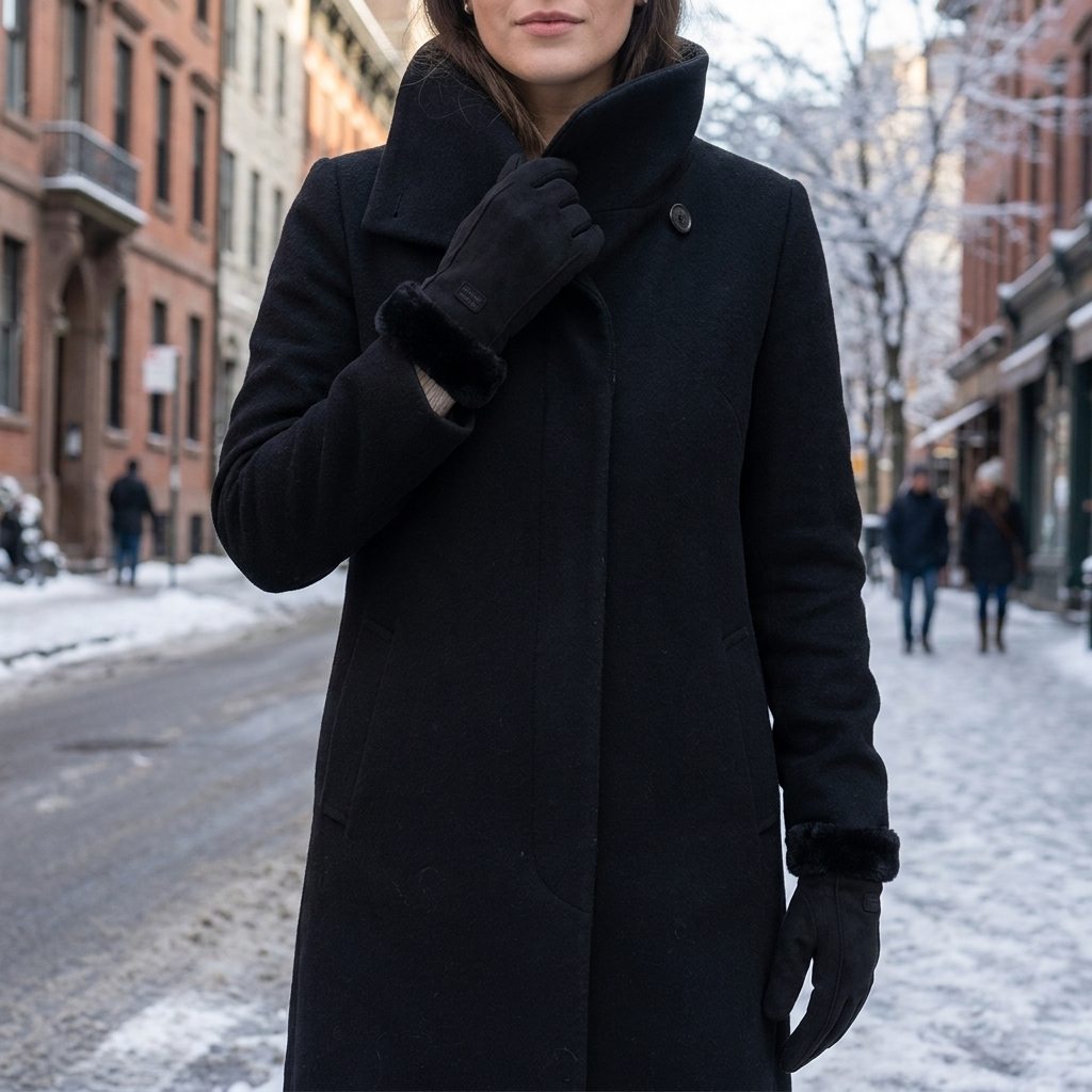 Touchscreen gloves black worn