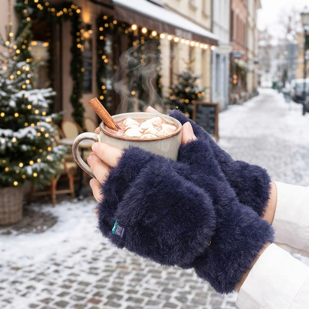 Plush mitts blue worn