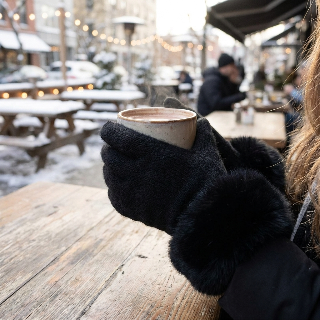 Cashmere gloves black worn