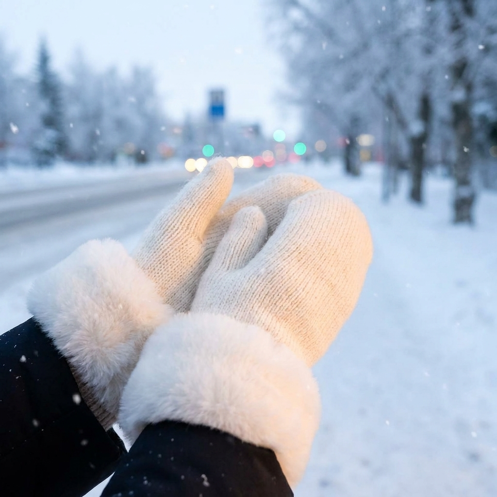Cashmere gloves white worn