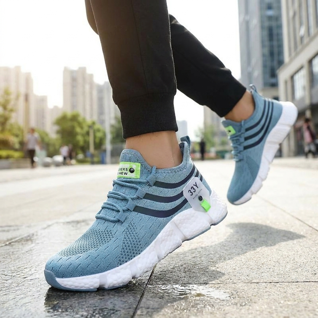 Sport trainers blue worn