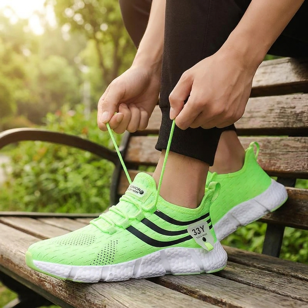 Sport trainers green worn